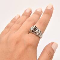 Silver Plated Adjustable Owl Ring, Brass Ring, Jewelry Ring, Wholesale Ring, Silver Plated Ring, Bra