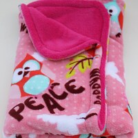 Baby Blanket Owl Soft Pink Fleecy Fabric Handmade