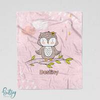 Personalized Owl Blanket - Soft Minky Nursery Blanket with Sizes for Baby, Child, Teen, or Adult! Pi