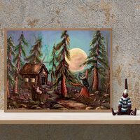 Cabin in the Woods Painting: Spooky Owl Moonlight Decor