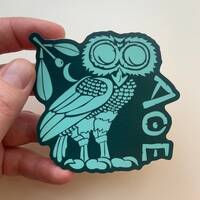 Athena Owl Sticker - Ancient Greek Sticker - Dark Teal