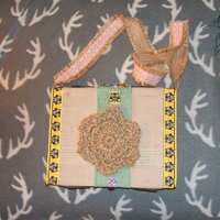 Owl Cigar Box Purse with Macrame Coaster