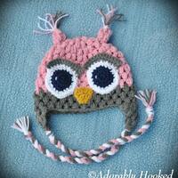 Crochet Owl Hat with Ear Flaps - MADE TO ORDER - Baby to Toddler Size
