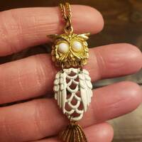 Vintage Owl Necklaces/Owl Jewelry/Owl Jewelry/Unique Owl Necklaces/Feathered Owl Jewelry/Jewelry Gif