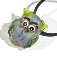 Sculpted Owl Pendant - Handmade Lampwork Borosilicate Glass