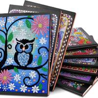 5D DIY Diamond Painting Night Owl Pattern Wide Line Journal  Notebook With Crystal Rhinestone