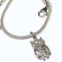 Owl Bracelet Charm Solid Sterling Silver 925 Viking Technique Bracelet Vintage Jewelry