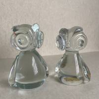 Vintage Pair of Glass Owl Collectibles or Paperweights