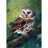 3 sizes- Watercolor Print of a Saw-whet Owl, from a painting by Laura Poss // 5x7, 8x10, or 10x14 in