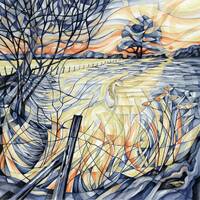 Barn owl, hare owl picture, barn owl print, sunset print, landscape, countryside, owl in flight