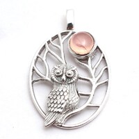 Owl Pendant, 925 Silver Jewelry, Amethyst, Topaz, Quartz, Larimar, Animal Jewelry, Moonstone Pendant