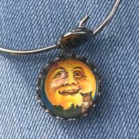Man in the moon and owl bubble charm bracelet for Halloween