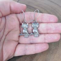 Sterling Silver Owl Earrings: Handmade Nature Inspired Jewelry, fun jewelry, christmas gift