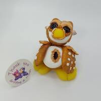 Polymer clay owl Collection figurine Sea glass