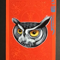 Great Horned Owl portrait on a playing cards. 2013