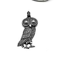 Handmade Silver 925 Owl Goddess Athena Pendant