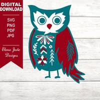 Owl SVG, Scandinavian Owl, Floral Owl, Scandi Animal, Nordic, Icelandic, Christmas, Woodland Animal,