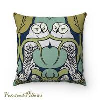 Owl Pillow: CFA Voysey Arts and Crafts Cushion, Nature Decor