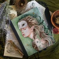 Owl Maiden Notebook / Journal / Sketchbook - Goddess - Fantasy - Spiritual - Mask - Masquerade