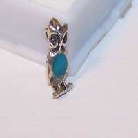 3 D OWL CHARM-- Southwest Charm With Bead -- Vintage Sterling