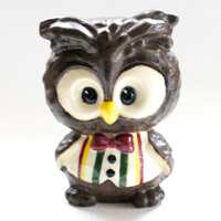 Vintage 1970s Owl with Bowtie Ceramic Figurine