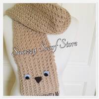 Hand Knitted Ollie The Owl Novelty Scarf