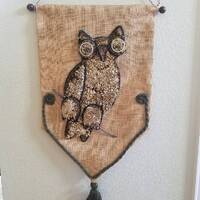 Vintage, owl, wall hanging, art