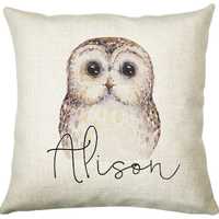 Personalised Owl Cushion Gift Printed Name Design - Cushion Throw Pillow Gift For Boys Nursery Bedro