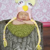 Hootie Patootie Owl In Pink Newborn Hat