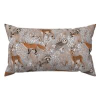 Nature Lumbar Pillow - Deer Forest Woodland Owl Wild Animals Baby Neutral Fox Rectangle Accent Throw