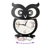 Owl Pendulum Wall Clock, Kids Analog Clock, Owl Clock, Kids Children Wall Clocks Bedroom Silent Cute