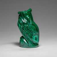 Genuine Polished Malachite Owl Carving (210.8 grams)