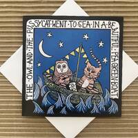Owl and the pussycat greetings card, blank card, note card, any occasion card