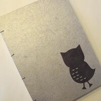Owl Handmade Journal Notebook: Gold and Brown Coptic Hardbound Book