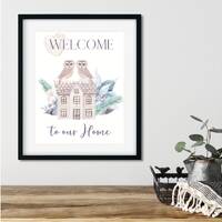Guest Welcome Sign, "WELCOME to our Home" Owl Printable, Guest Room Wall Art, Pretty Paste
