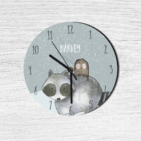 racoon, owl nursery clock, nursery clock, born to be wild, , forest theme, kids clock, moon and star