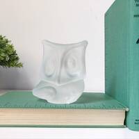 Frosted Glass Owl Sculpture Paperweight