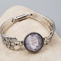 Spoon Bracelets ~ Wise Snowy Owl Snap Buttons