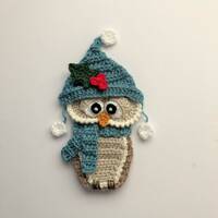 Christmas Owl Crochet Applique Pattern Instant Pdf Download