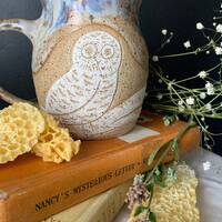 PREORDER handmade Ceramic Snow Owl Mug, 16 oz Hand Carved Owl Coffee Cup, Nature Inspired Ceramic Mu