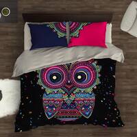 Colorful Owl Bedding, Duvet Cover Set, Bedding Set, Painted Owl Comforter, Kids Bed Sheets, B148