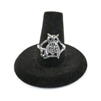 Vintage Sterling Silver Size 8 1/2 Owl Statement Ring. Marked 925.