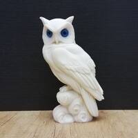 Owl - Athena Goddess Symbol of Wisdom 21.5cm - 8.46In  Handmade Greek Statue White Marble & Cast