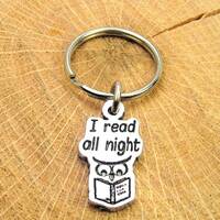 I read all night owl eyes keychain