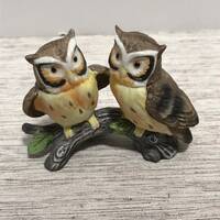 Miniature Vintage Lefton Owls Bird Figurine #00753