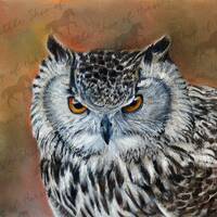 Eagle Owl - high quality digital copy of pastel original - png, tiff, pdf, jpeg