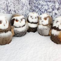 Fur OWL toy, natural fur toy, child's real fur toy, Nursery Decor, Stuffed Animal, kid's toy