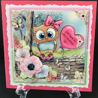 Handmade Owl Birthday Card, 3D Decoupage Design