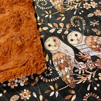 Barn Owl Minky Blanket, Ginger Glacier Minky Blanket, Designer Minky, Woodland, Leaves, Nature, Owls