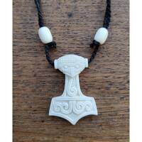 Bone Thors Hammer Mjolnir with Owl Motif Hand Carved(P002)